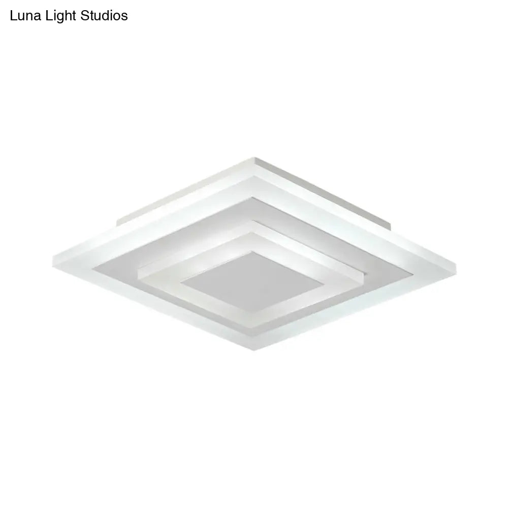 Simple Small Round/Square Ceiling Lamp In White/Coffee Acrylic With Warm/White Led For Corridor