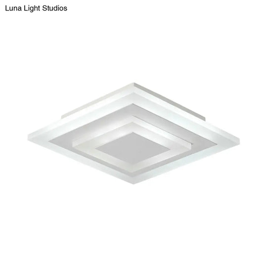 Simple Small Round/Square Ceiling Lamp In White/Coffee Acrylic With Warm/White Led For Corridor