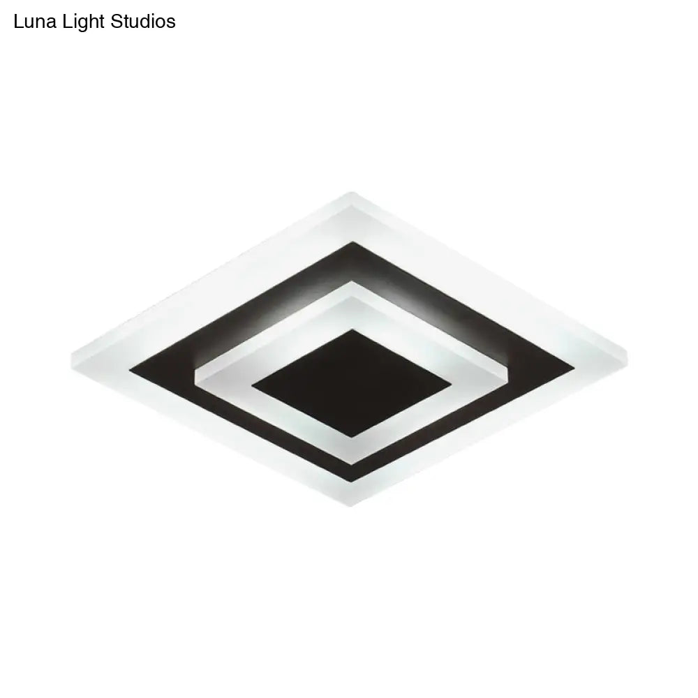 Simple Small Round/Square Ceiling Lamp In White/Coffee Acrylic With Warm/White Led For Corridor