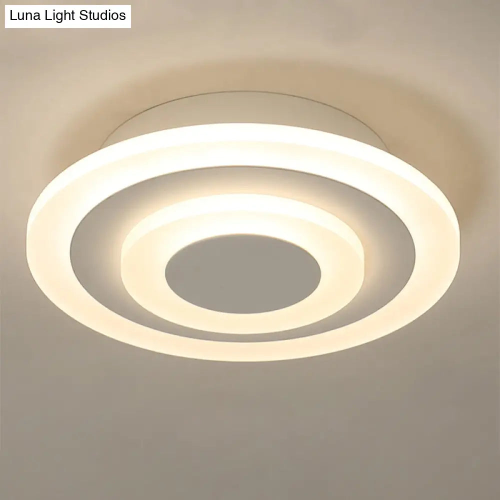 Simple Small Round/Square Ceiling Lamp In White/Coffee Acrylic With Warm/White Led For Corridor