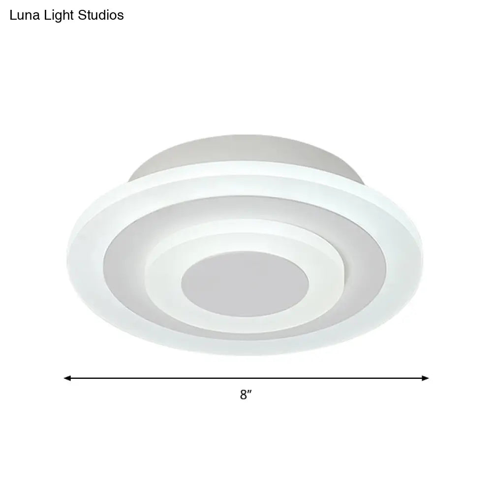 Simple Small Round/Square Ceiling Lamp In White/Coffee Acrylic With Warm/White Led For Corridor