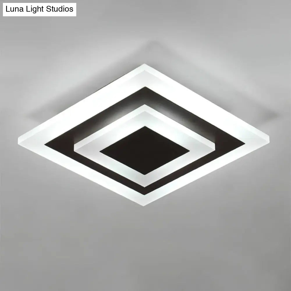 Simple Small Round/Square Ceiling Lamp In White/Coffee Acrylic With Warm/White Led For Corridor