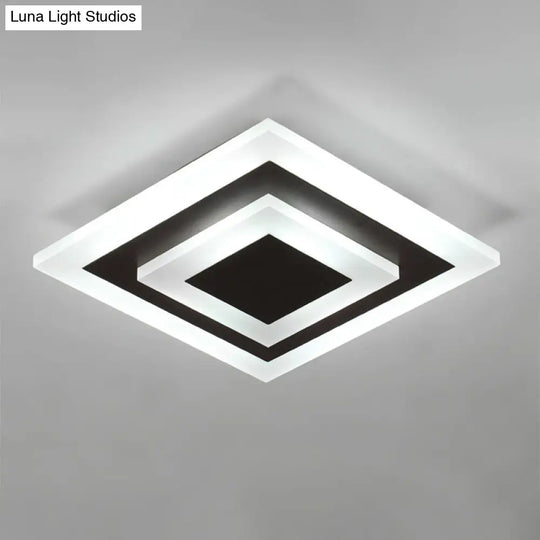 Simple Small Round/Square Ceiling Lamp In White/Coffee Acrylic With Warm/White Led For Corridor