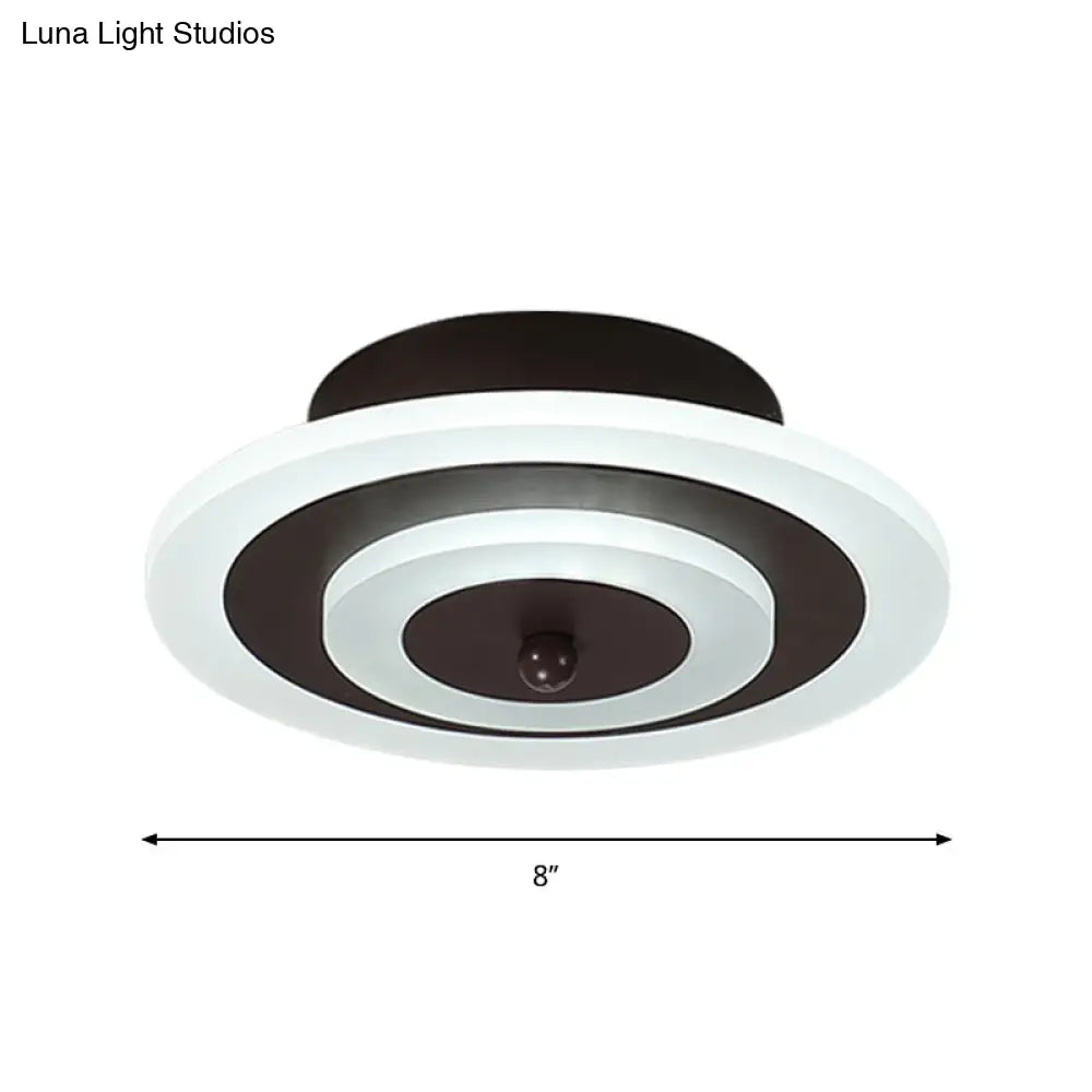 Simple Small Round/Square Ceiling Lamp In White/Coffee Acrylic With Warm/White Led For Corridor