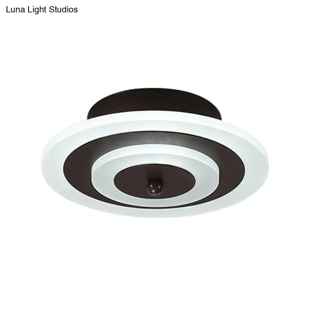 Simple Small Round/Square Ceiling Lamp In White/Coffee Acrylic With Warm/White Led For Corridor