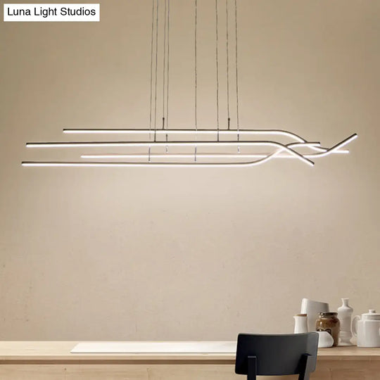 Simple Strip Chandelier Acrylic Led Pendant - 39/47 Wide For Dining Room Ceiling In