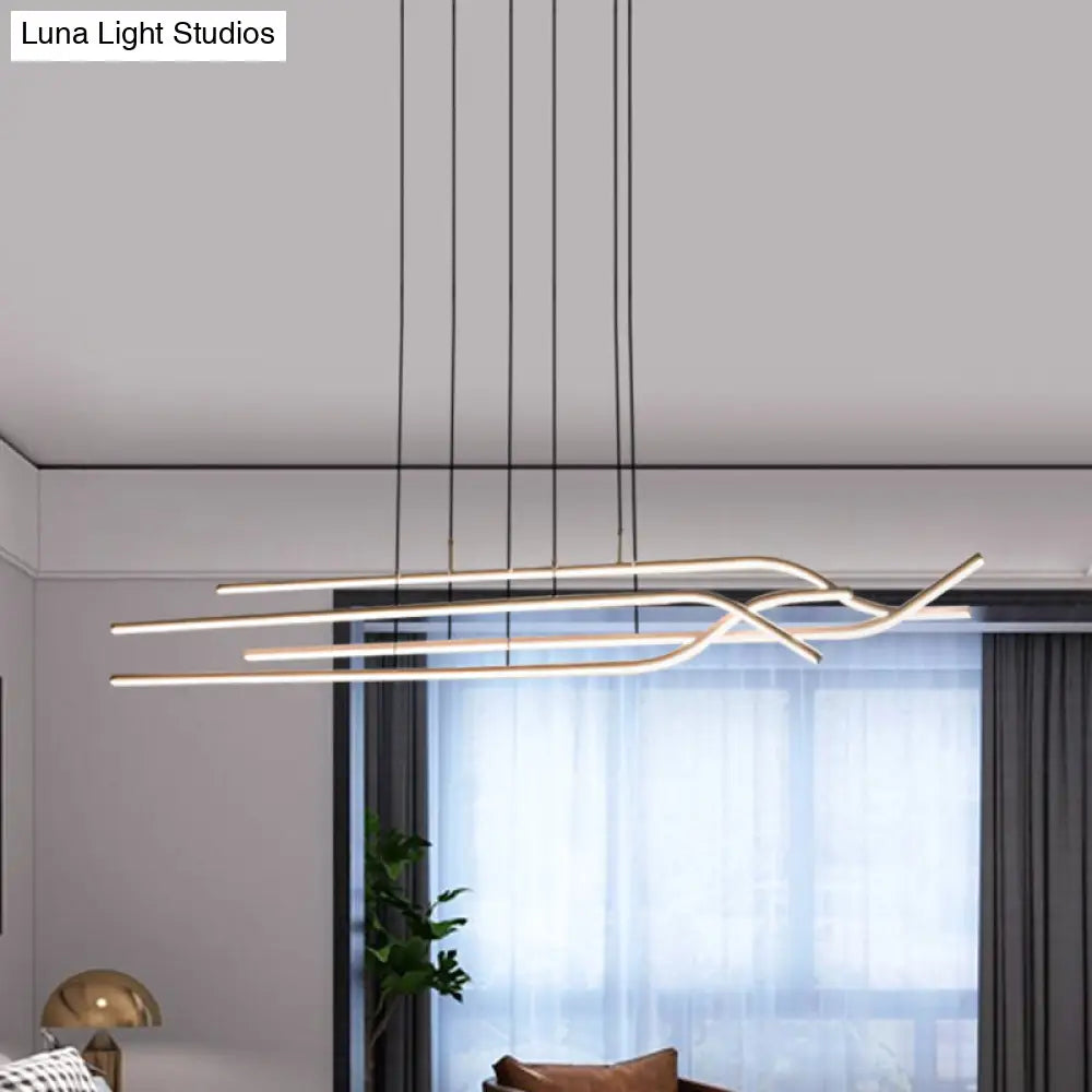 Simple Strip Chandelier Acrylic Led Pendant - 39/47 Wide For Dining Room Ceiling In