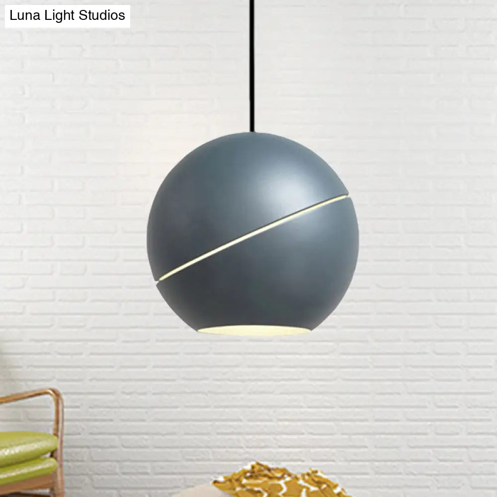 Minimalist Metallic Pendant Light For Living Room - Black/Pewter Spherical Hanging Fixture Pewter