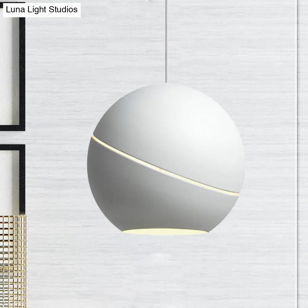 Minimalist Metallic Pendant Light For Living Room - Black/Pewter Spherical Hanging Fixture