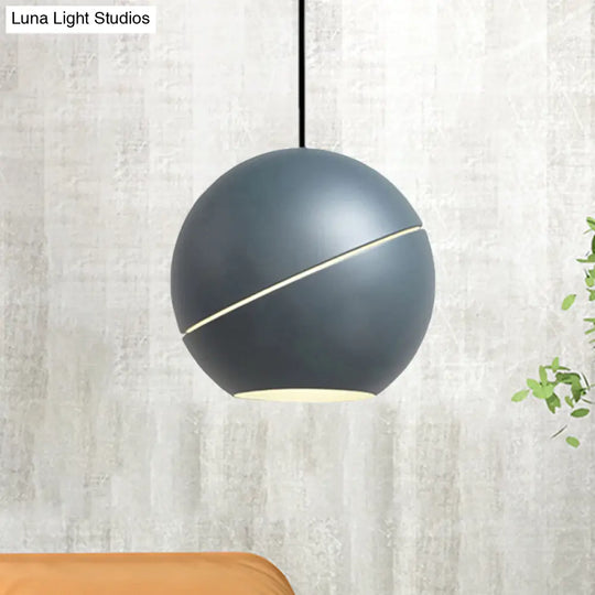 Minimalist Metallic Pendant Light For Living Room - Black/Pewter Spherical Hanging Fixture