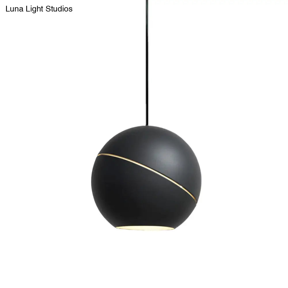 Minimalist Metallic Pendant Light For Living Room - Black/Pewter Spherical Hanging Fixture