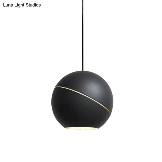 Minimalist Metallic Pendant Light For Living Room - Black/Pewter Spherical Hanging Fixture