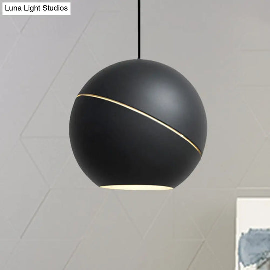 Minimalist Metallic Pendant Light For Living Room - Black/Pewter Spherical Hanging Fixture