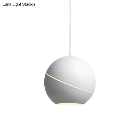 Minimalist Metallic Pendant Light For Living Room - Black/Pewter Spherical Hanging Fixture