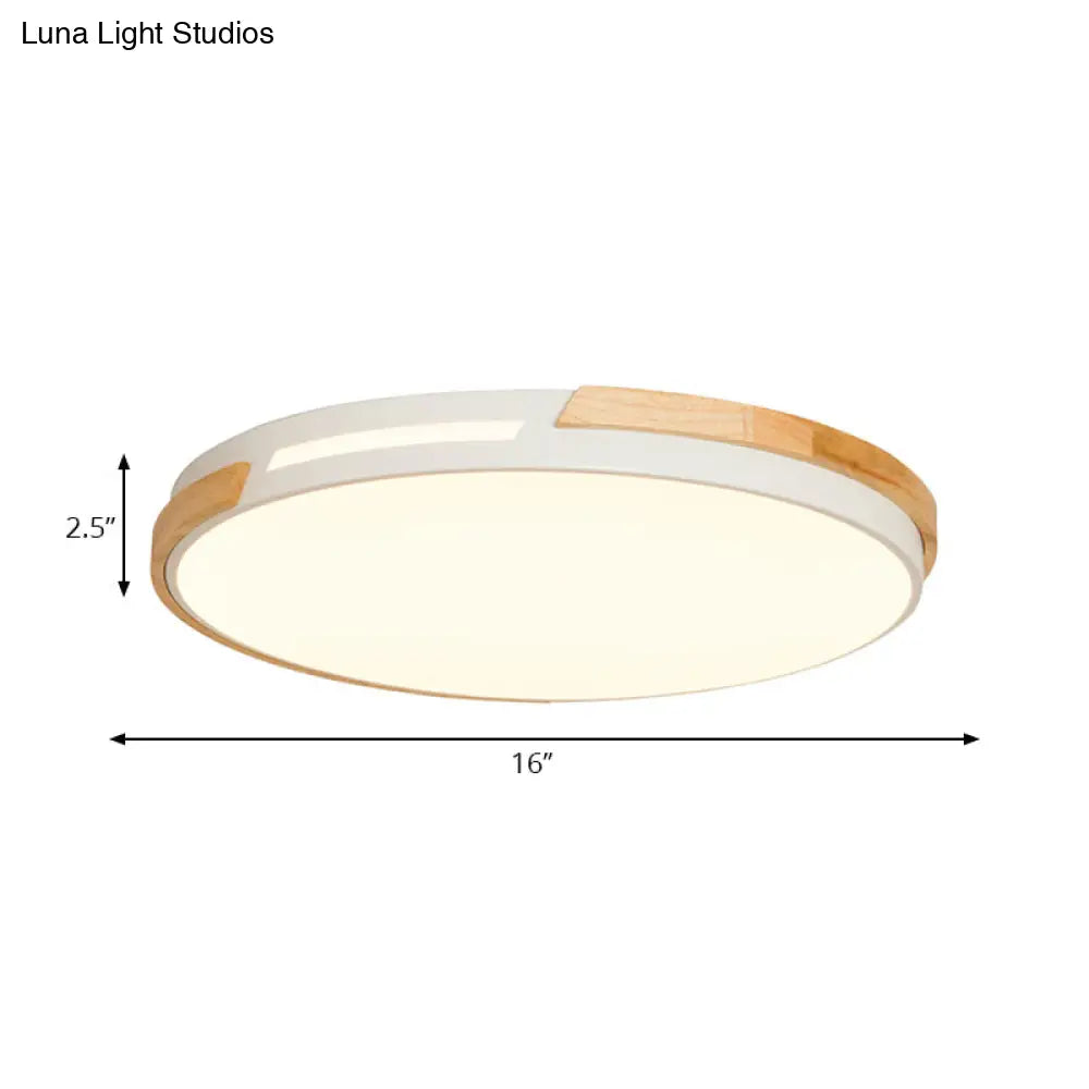 Simple Style Acrylic Flushmount Led Ceiling Light In White 12’/16’/19.5’ Width - Ideal For Bedroom