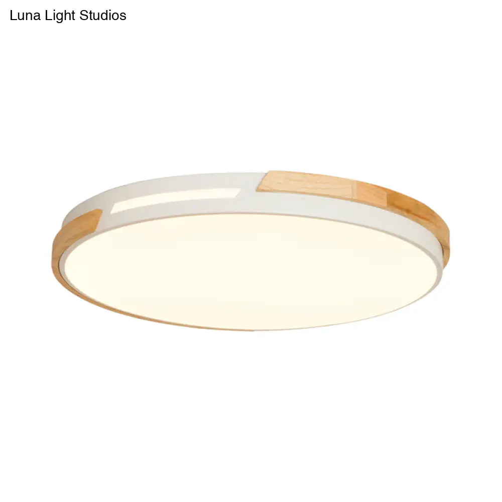 Simple Style Acrylic Flushmount Led Ceiling Light In White 12/16/19.5 Width - Ideal For Bedroom