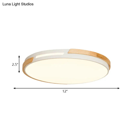Simple Style Acrylic Flushmount Led Ceiling Light In White 12’/16’/19.5’ Width - Ideal For Bedroom