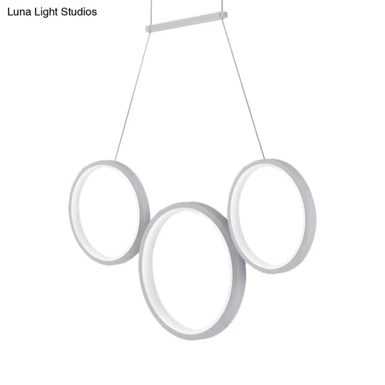 Simple Style Acrylic Multi-Ring Chandelier Lamp With 3/5 Lights - White/Coffee Hanging Light