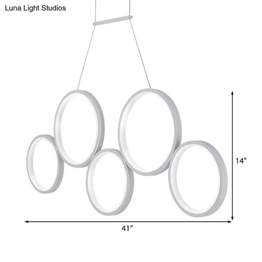 Acrylic Multi Rings Chandelier - Simple Style 3/5 Lights White/Coffee Ideal Kitchen Hanging Light