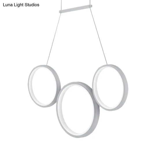 Acrylic Multi Rings Chandelier - Simple Style 3/5 Lights White/Coffee Ideal Kitchen Hanging Light