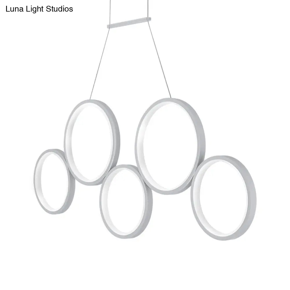 Acrylic Multi Rings Chandelier - Simple Style 3/5 Lights White/Coffee Ideal Kitchen Hanging Light