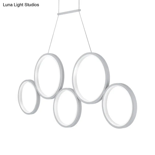 Acrylic Multi Rings Chandelier - Simple Style 3/5 Lights White/Coffee Ideal Kitchen Hanging Light