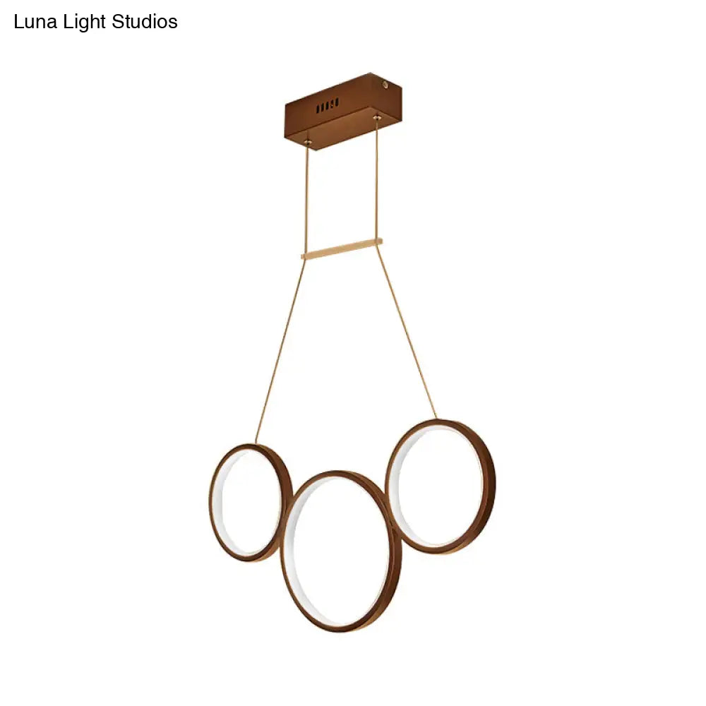 Simple Style Acrylic Multi-Ring Chandelier Lamp With 3/5 Lights - White/Coffee Hanging Light