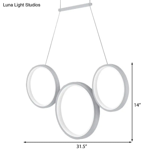 Simple Style Acrylic Multi-Ring Chandelier Lamp With 3/5 Lights - White/Coffee Hanging Light