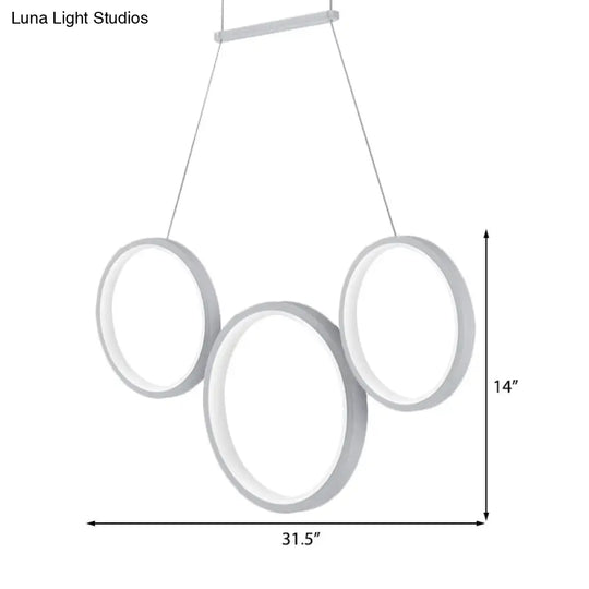 Acrylic Multi Rings Chandelier - Simple Style 3/5 Lights White/Coffee Ideal Kitchen Hanging Light