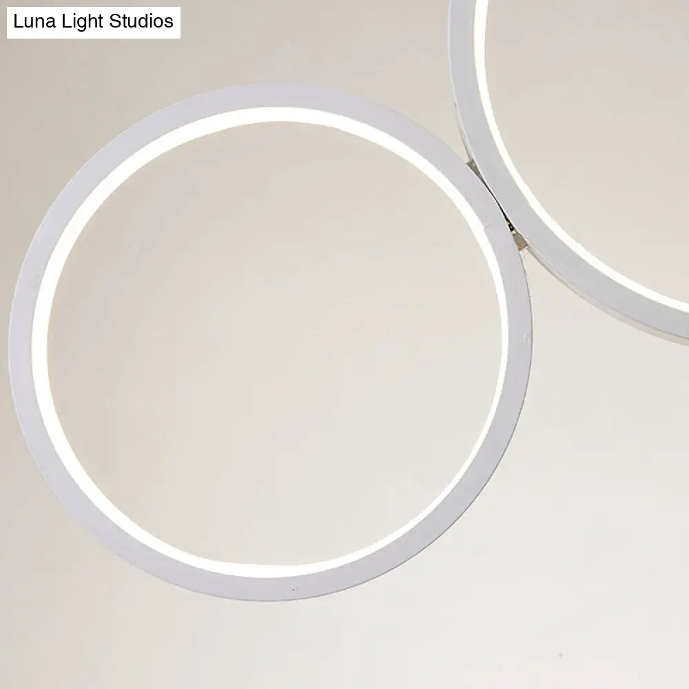 Simple Style Acrylic Multi-Ring Chandelier Lamp With 3/5 Lights - White/Coffee Hanging Light