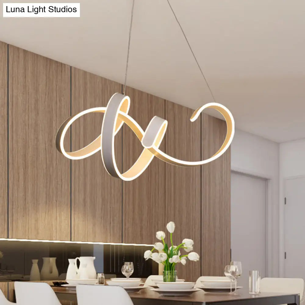 Simple Style White Led Ceiling Pendant Light Kit - Acrylic Twist Design In Warm/White /