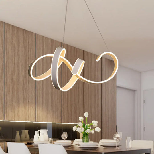 Simple Style Acrylic Twist Ceiling Pendant Light With Warm/White Led - White Hanging Lamp Kit /