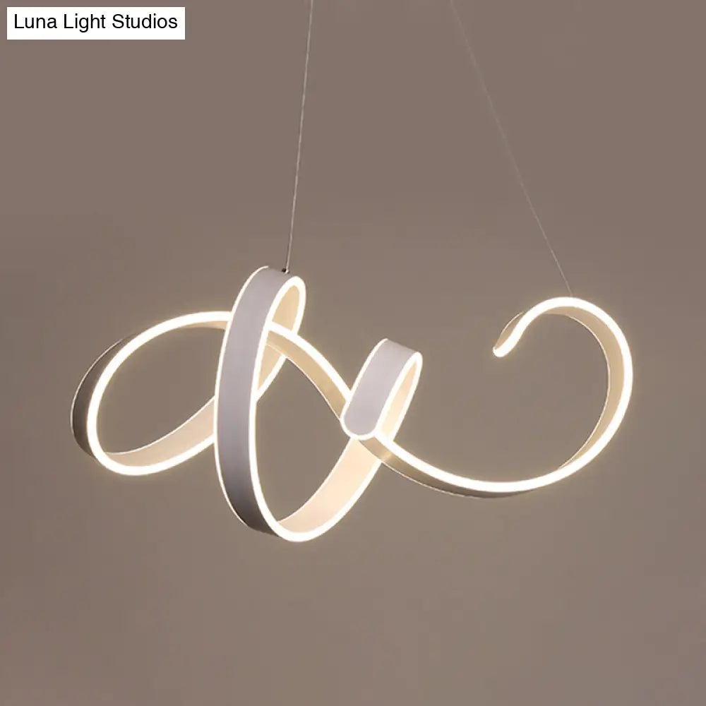 Simple Style White Led Ceiling Pendant Light Kit - Acrylic Twist Design In Warm/White