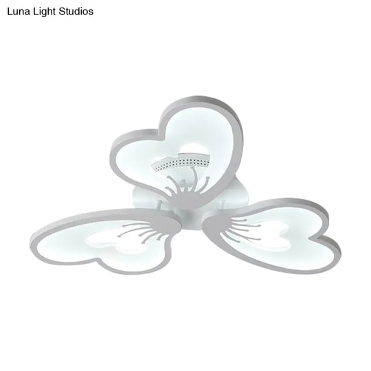 Simple Style Acrylic White Flower Flush Mount Light With Led For Bedroom Ceiling - Warm/White