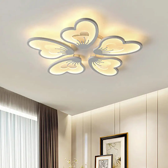 Simple Style Acrylic White Flower Flush Mount Light With Led For Bedroom Ceiling - Warm/White 5 /