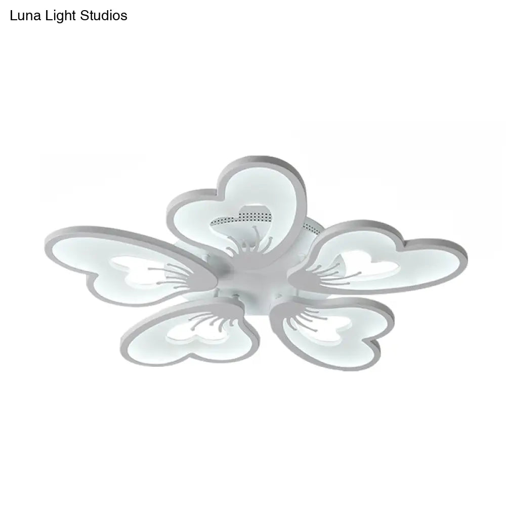 Simple Style Acrylic White Flower Flush Mount Light With Led For Bedroom Ceiling - Warm/White