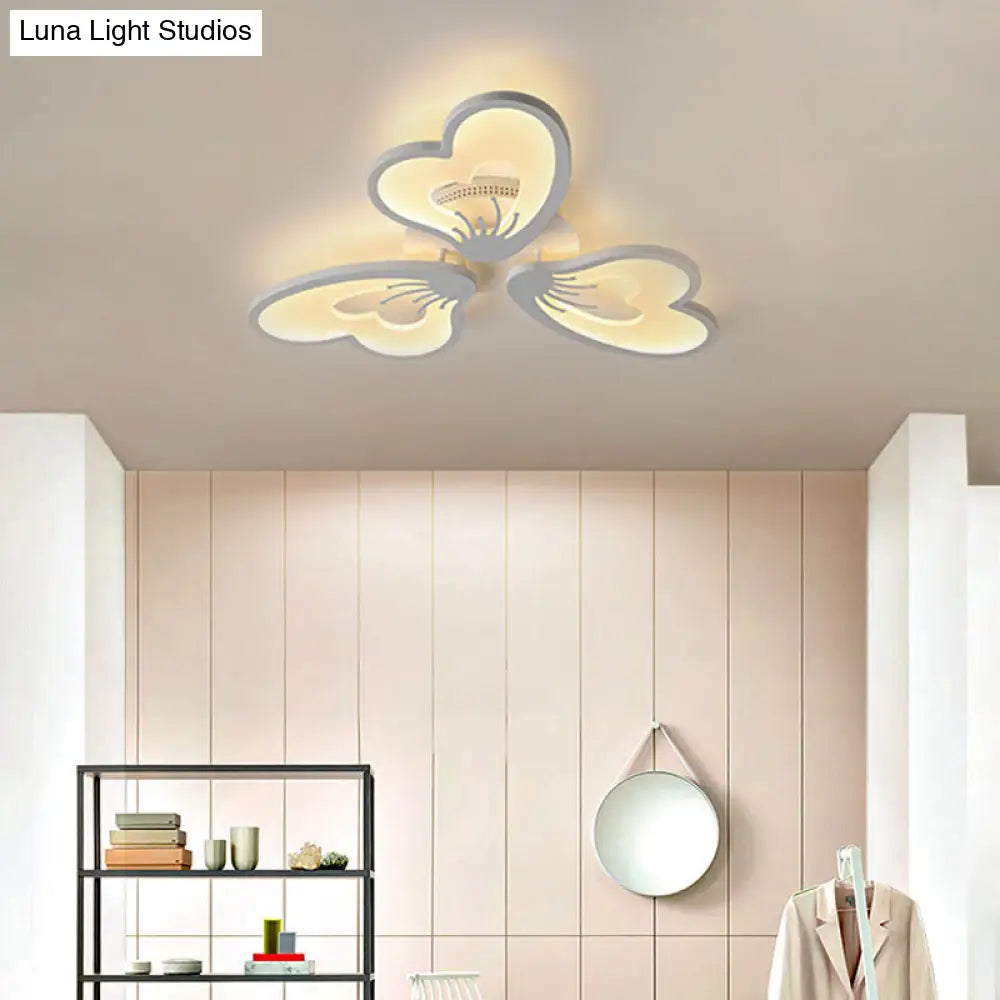 Simple Style Acrylic White Flower Flush Mount Light With Led For Bedroom Ceiling - Warm/White 3 /