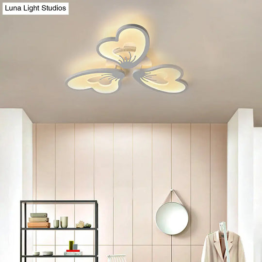 Simple Style Acrylic White Flower Flush Mount Light With Led For Bedroom Ceiling - Warm/White 3 /