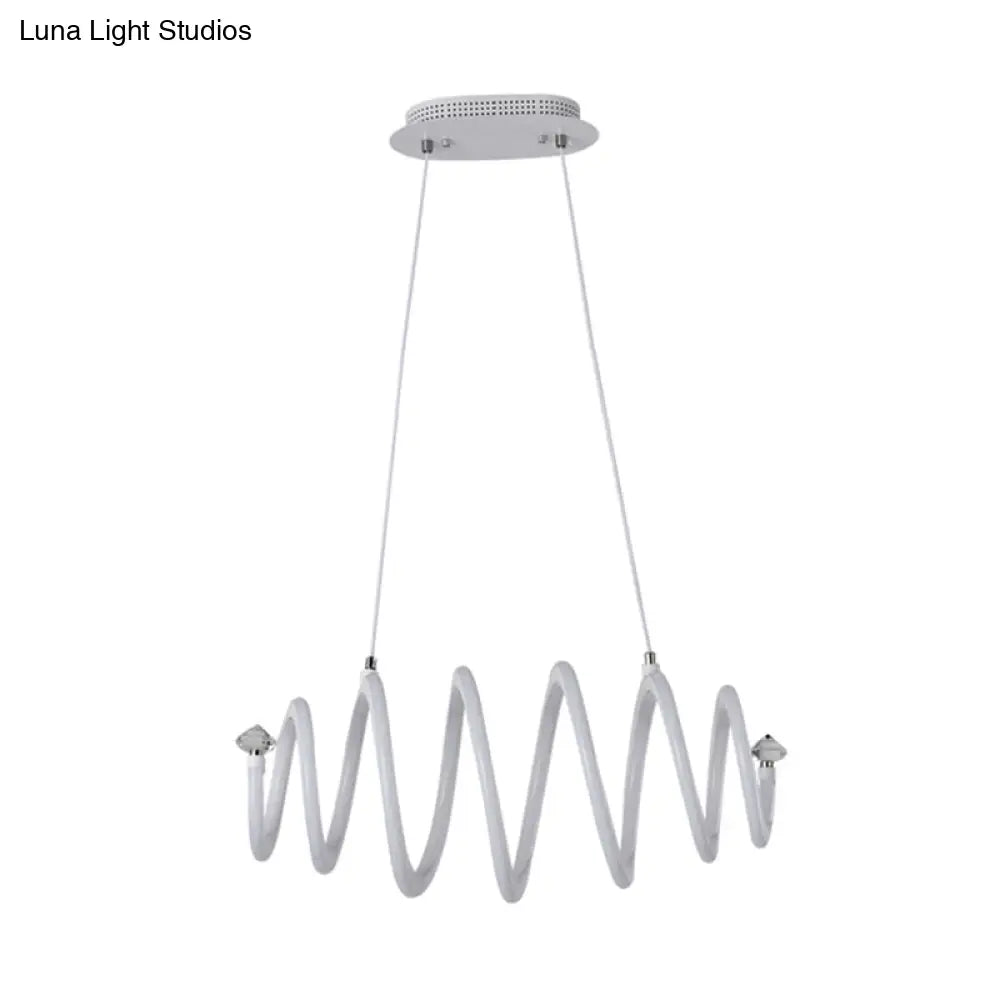 Simple Style Acrylic White Led Spiral Chandelier Lamp - Elegant Hanging Light For Living Room