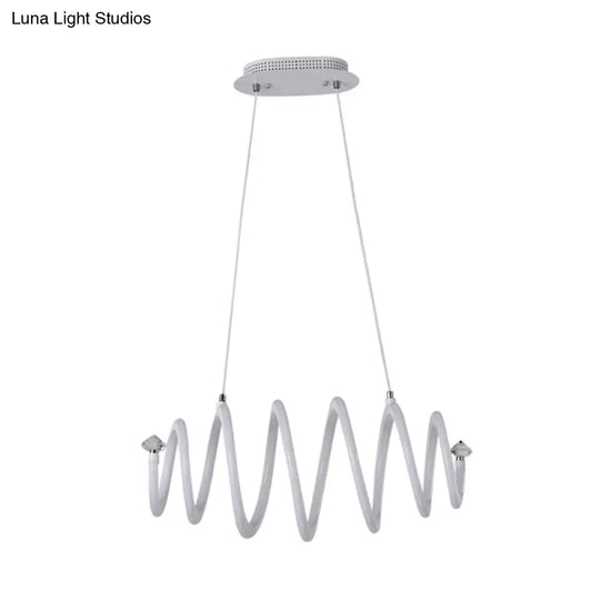 Sleek White Led Spiral Chandelier: Acrylic Hanging Light For The Living Room