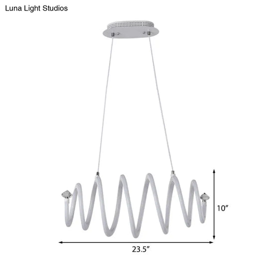 Sleek White Led Spiral Chandelier: Acrylic Hanging Light For The Living Room