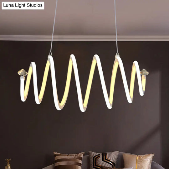 Sleek White Led Spiral Chandelier: Acrylic Hanging Light For The Living Room