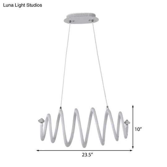 Simple Style Acrylic White Led Spiral Chandelier Lamp - Elegant Hanging Light For Living Room