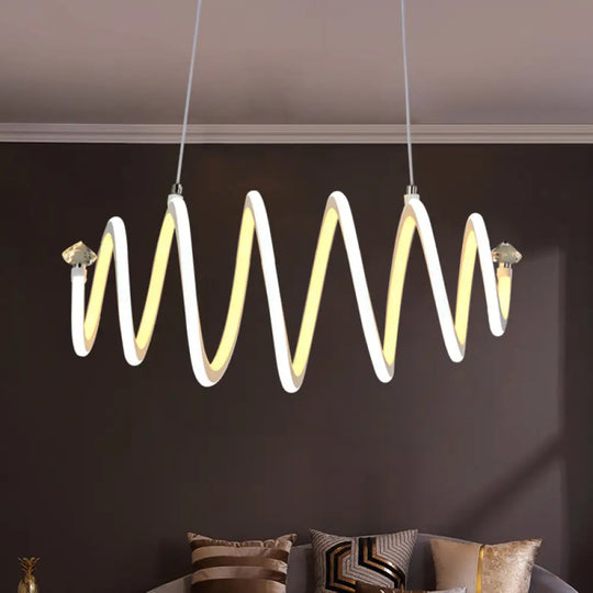 Simple Style Acrylic White Led Spiral Chandelier Lamp - Elegant Hanging Light For Living Room