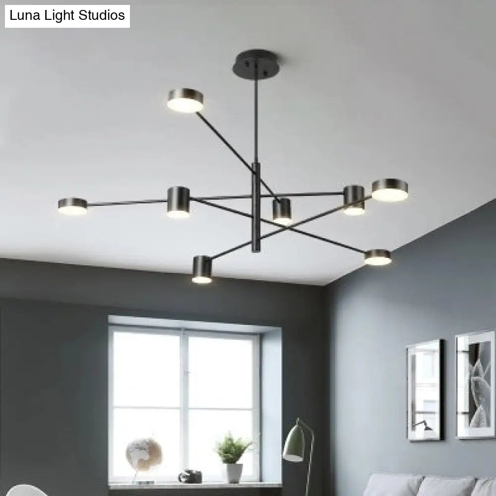 Simple Style Black/White Metal Multi-Tier Asymmetrical 2/4/6/8-Head Pendant Light In