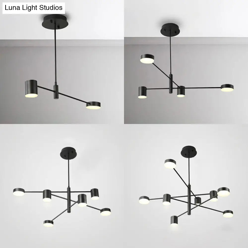 Simple Style Multi-Tier Asymmetrical Chandelier Light With Multiple Head Options - Black/White