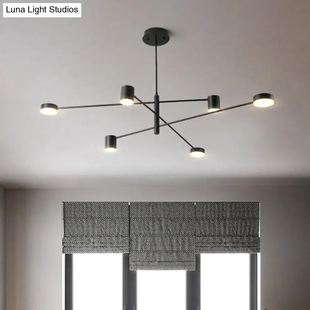 Simple Style Multi-Tier Asymmetrical Chandelier Light With Multiple Head Options - Black/White