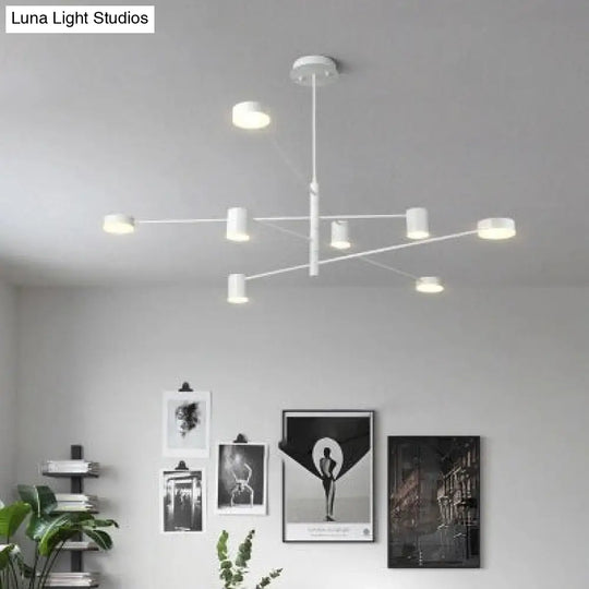 Simple Style Black/White Metal Multi-Tier Asymmetrical 2/4/6/8-Head Pendant Light In