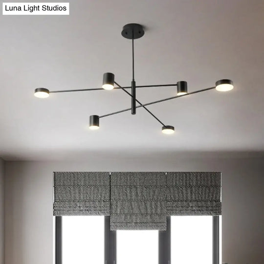 Simple Style Black/White Metal Multi-Tier Asymmetrical 2/4/6/8-Head Pendant Light In