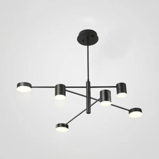 Simple Style Black/White Metal Multi-Tier Asymmetrical 2/4/6/8-Head Pendant Light In